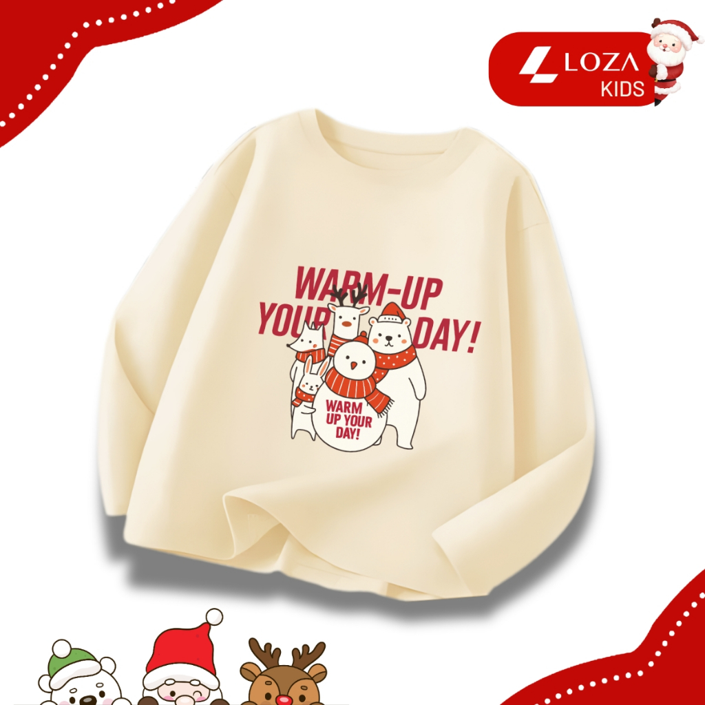 Áo thun dài tay bé trai, bé gái in hình Noel cho bé từ 15-40kg - Áo thu đông trẻ em Loza Kids - KT010_thumbnail_8