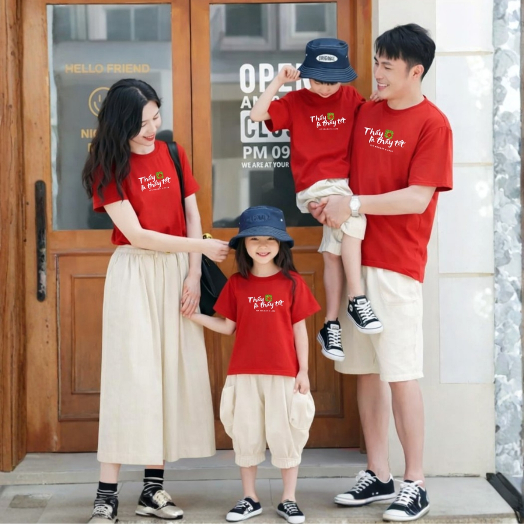 [BST Tết 2026] Áo phông gia đình "Thấy bánh chưng là thấy Tết" - Áo thun đồng phục gia đình 3-4-5 người - Loza GĐ3521 GĐ3521