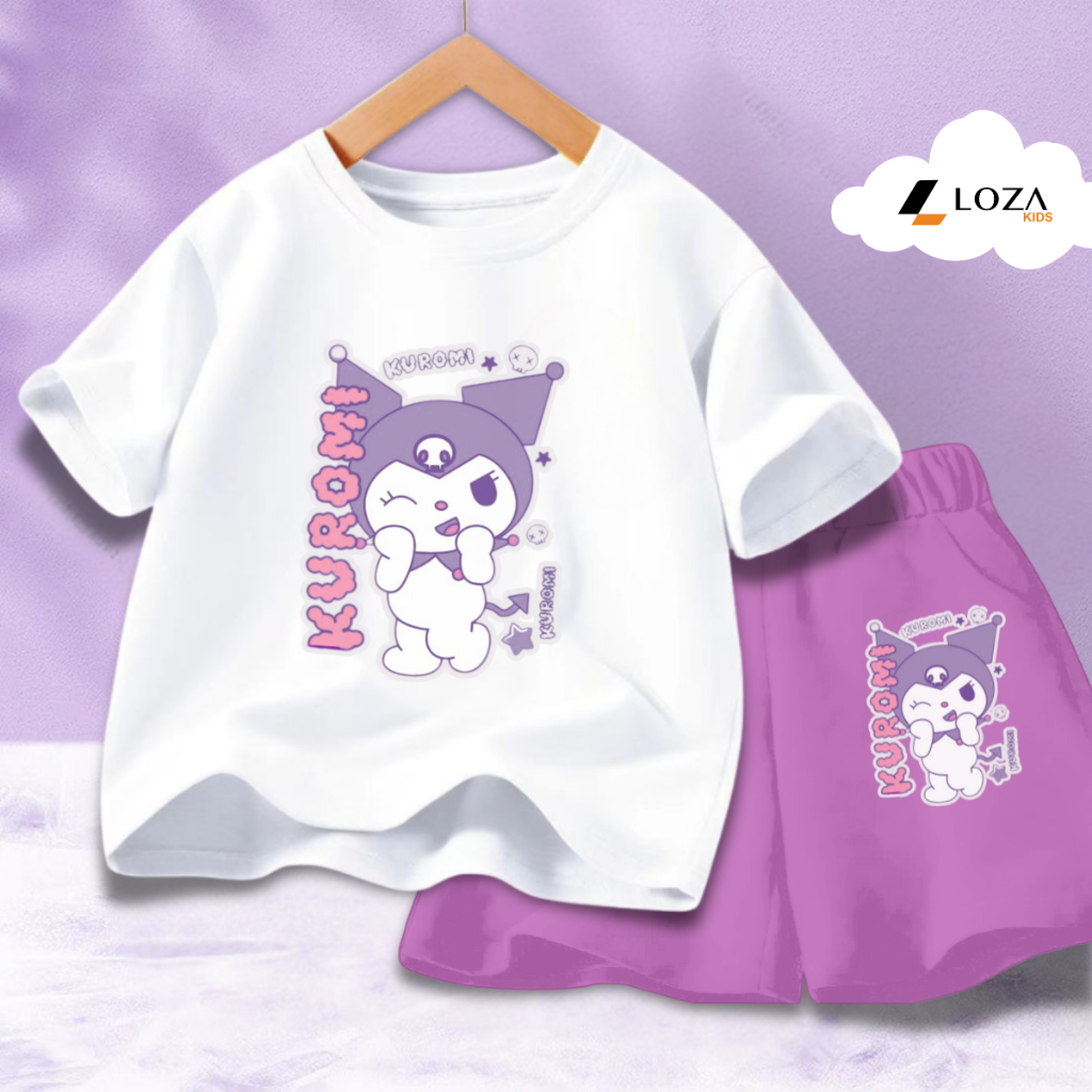 Bộ đồ  bé gái in hình Kuromi chữ dọc -  Loza Kids SB307_thumbnail_3