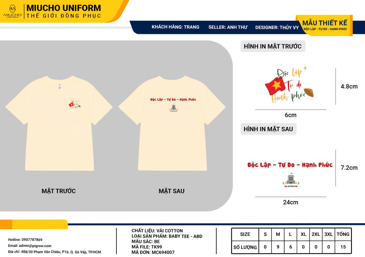 Áo thun thiết kế như yêu cầu TK99