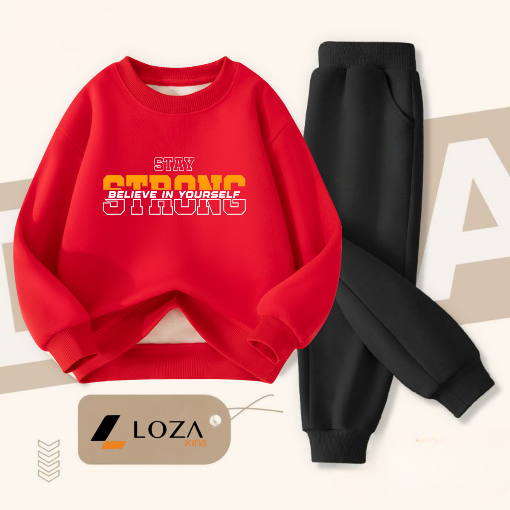Bộ nỉ bé trai in chữ STRONG - Loza Kids BI539_thumbnail_2