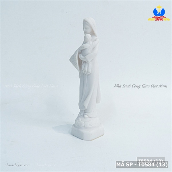 Tượng sứ Mẹ nón lá 13cm trắng ✔_thumbnail_3