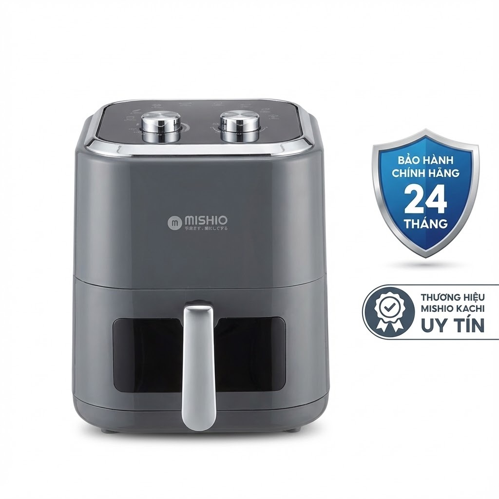 Nồi chiên không dầu 6L Mishio MK408, Công Suất 1350W, Màu Xám Sang Trọng, Bảo Hành 24 Tháng_thumbnail_1