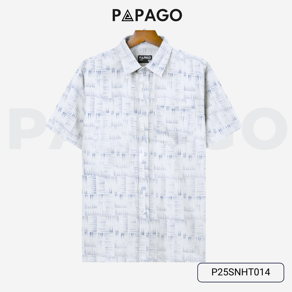 [MỚI] Áo sơ mi nam trung niên PAPAGO vải xô đũi in họa tiết tay ngắn lai ngang - P25SNHT014_thumbnail_4