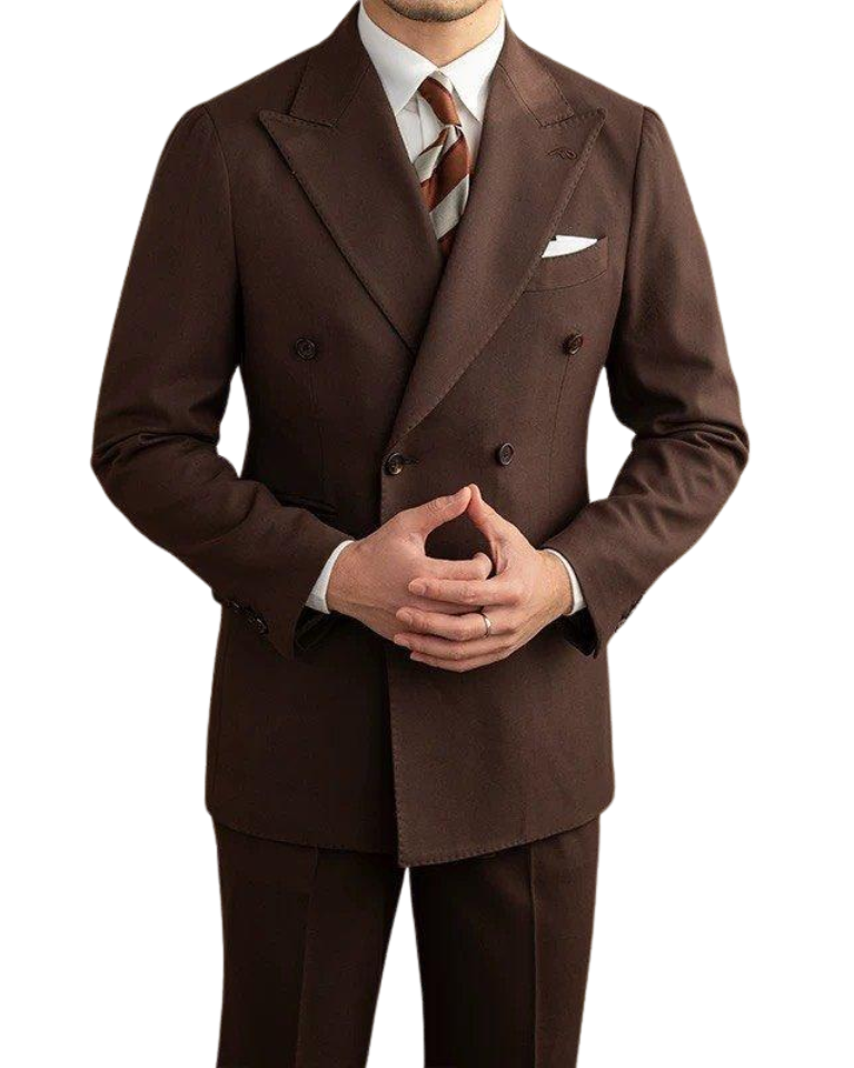 Dark Brown Gabardine Suit (Suit Jacket + Trousers)