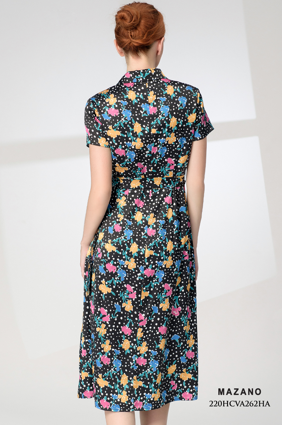 Đầm đen sơ mi thắt đai in hoa_thumbnail_3