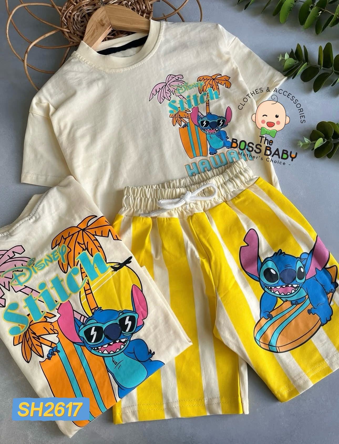Set bộ cotton kem vàng stitch