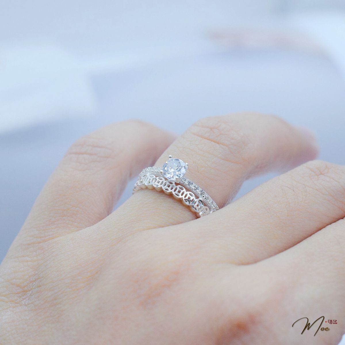 N147 - Nhẫn kim tiền kép dải đá kim cương_thumbnail_5