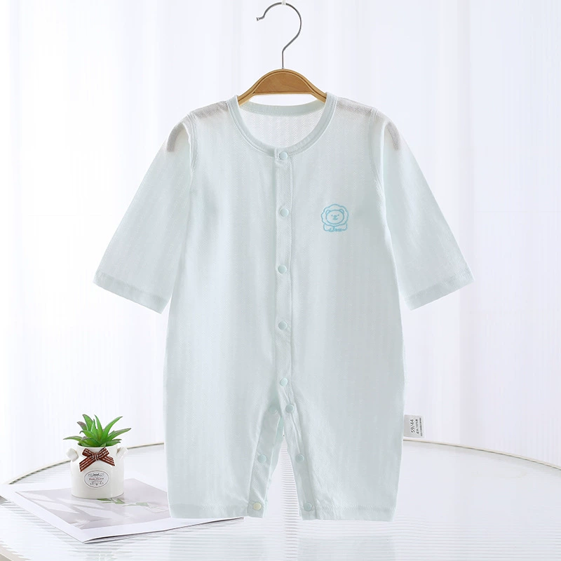 Áo liền thân sơ sinh DÀI TAY Cotton gân mỏng mùa hè cho bé – Vải kháng khuẩn 5A – Quần áo bodysuit bé trai bé gái từ 0–12 tháng_thumbnail_5