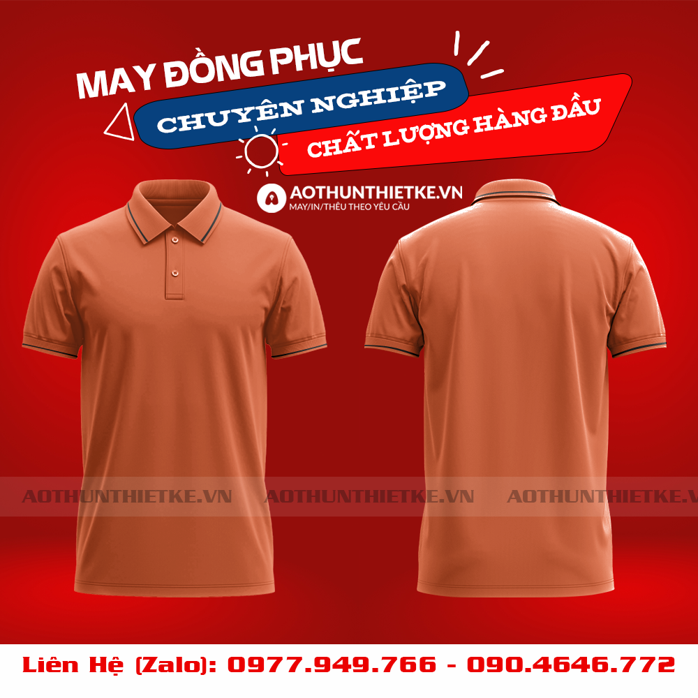 Áo Đồng Phục Polo 1 Sọc Cam_thumbnail_0
