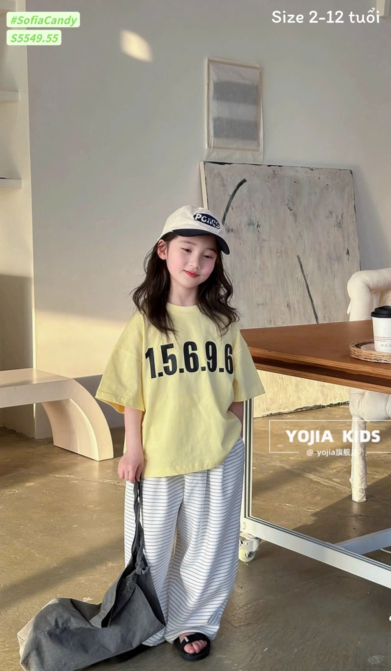 Set áo thun in số + quần sọc bé_thumbnail_7