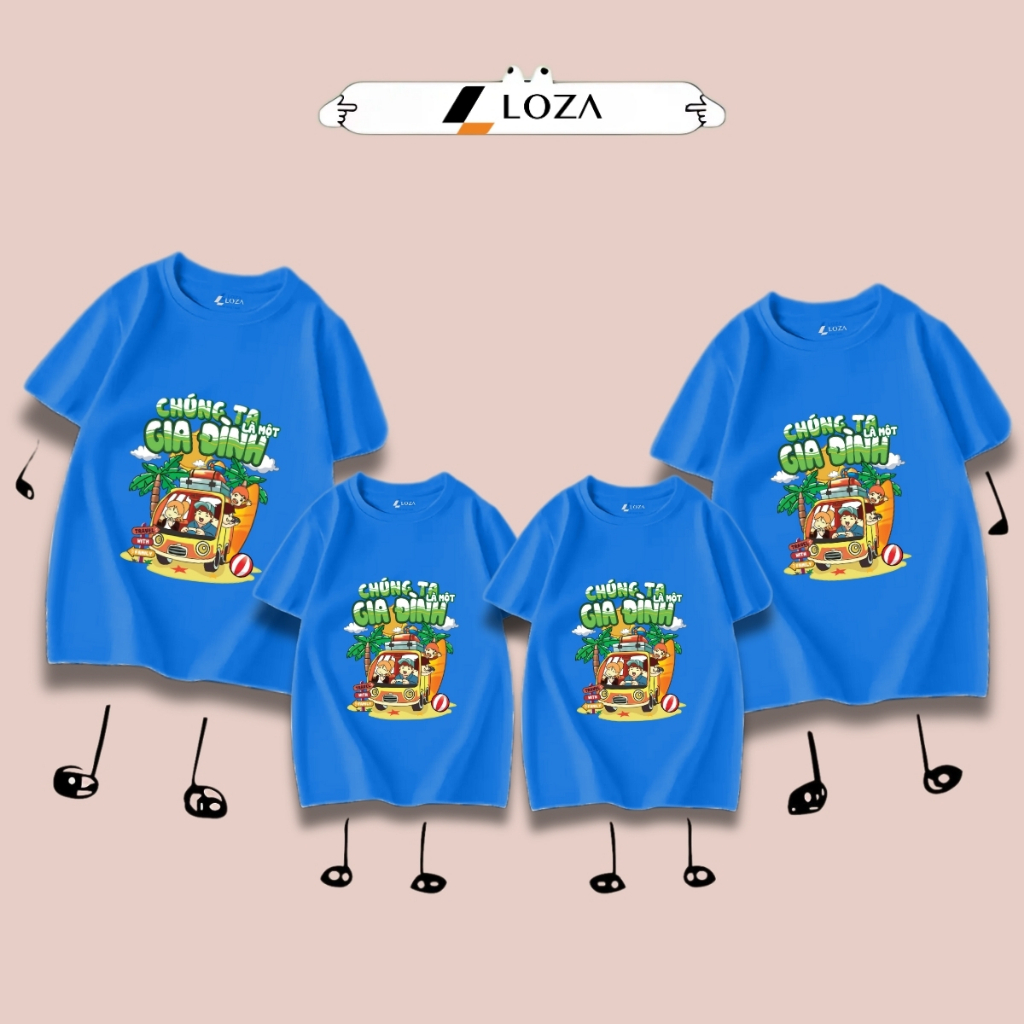 Áo phông gia đình LOZA KIDS chúng ta là một gia đình 2025 - Áo đồng phục gia đình du lịch biển – Mã GĐ3142_thumbnail_2
