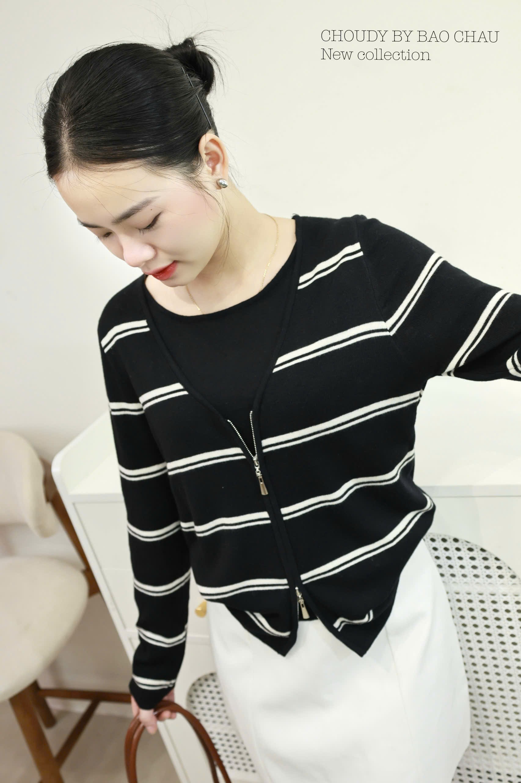 SALE A627 ÁO DỆT KIM TAY DÀI ĐEN_thumbnail_8