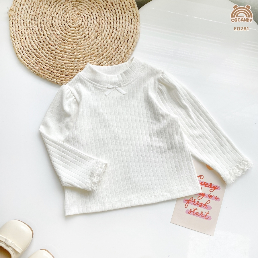 Áo dài TRẮNG nhún ren 2 tầng cổ tròn