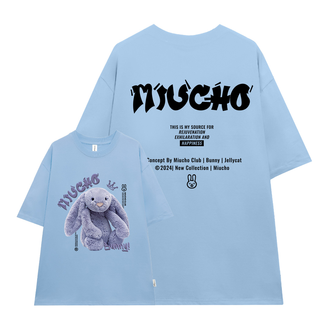 Áo thun thỏ Bunny form rộng local brand ATD1256 Miucho tay ngắn cổ tròn in mix_thumbnail_13