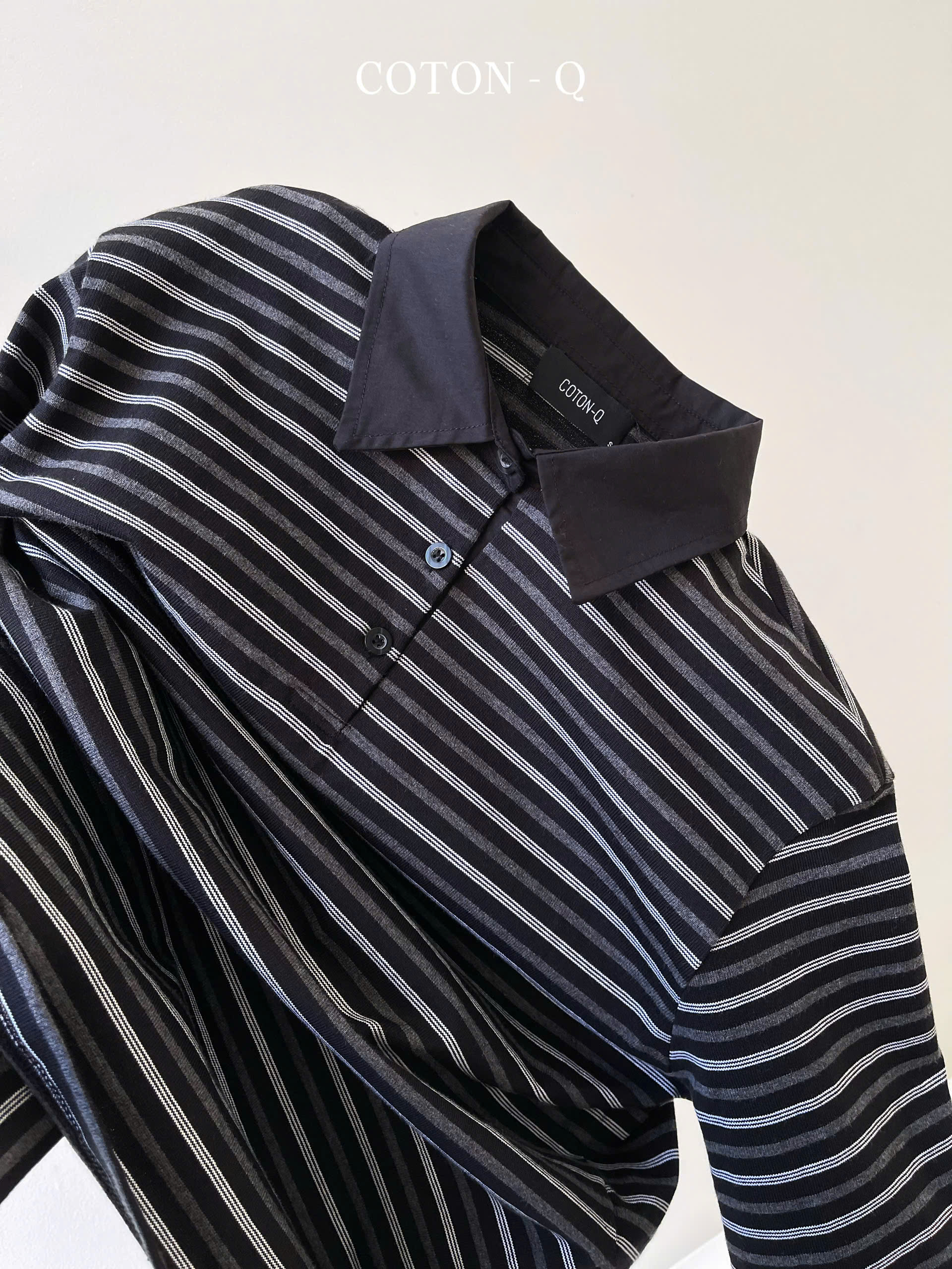 Áo thun tay dài sọc to ( ĐEN )_thumbnail_5