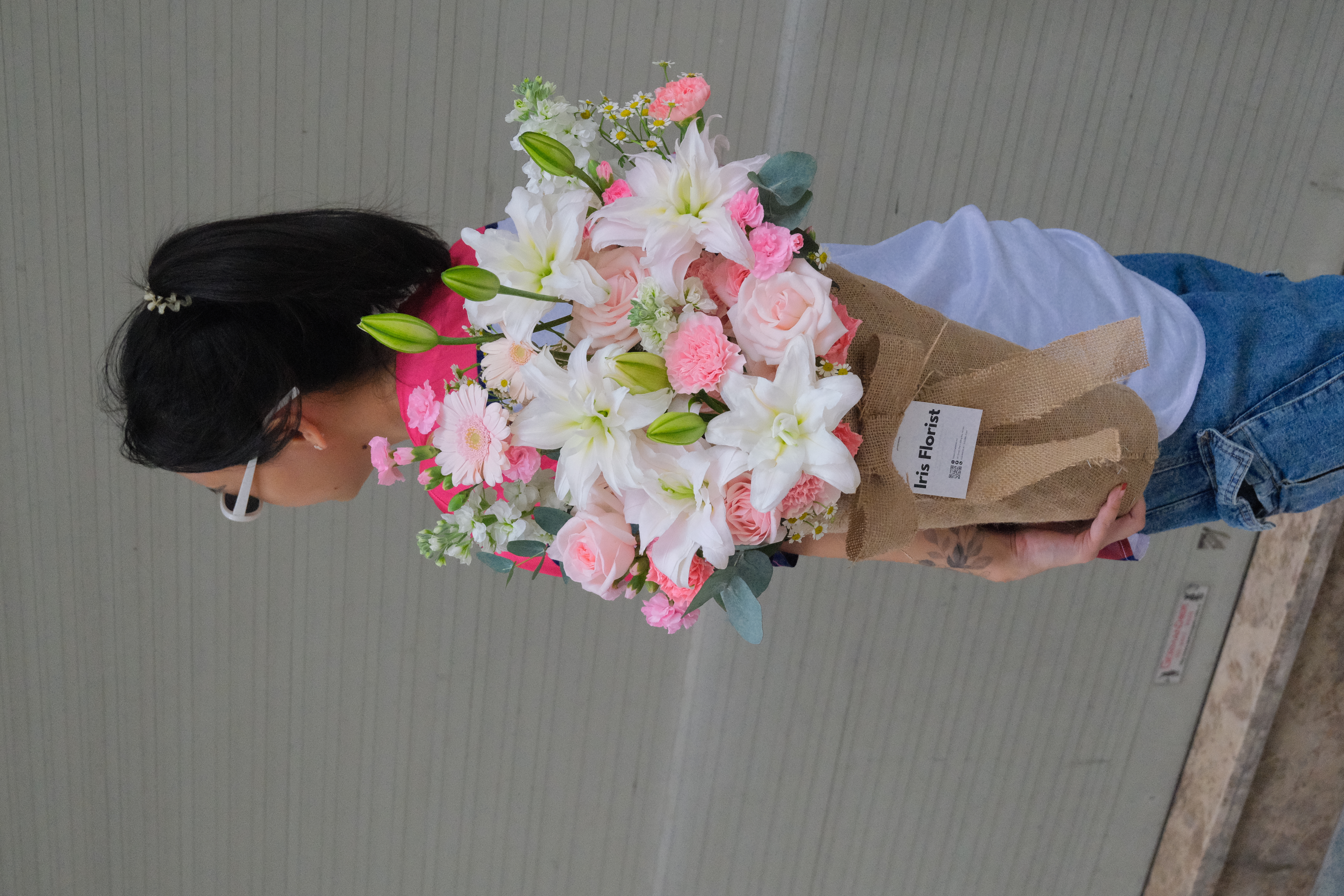 Cốc ốc quế hoa Ly trắng tone Hồng - Size M_thumbnail_2