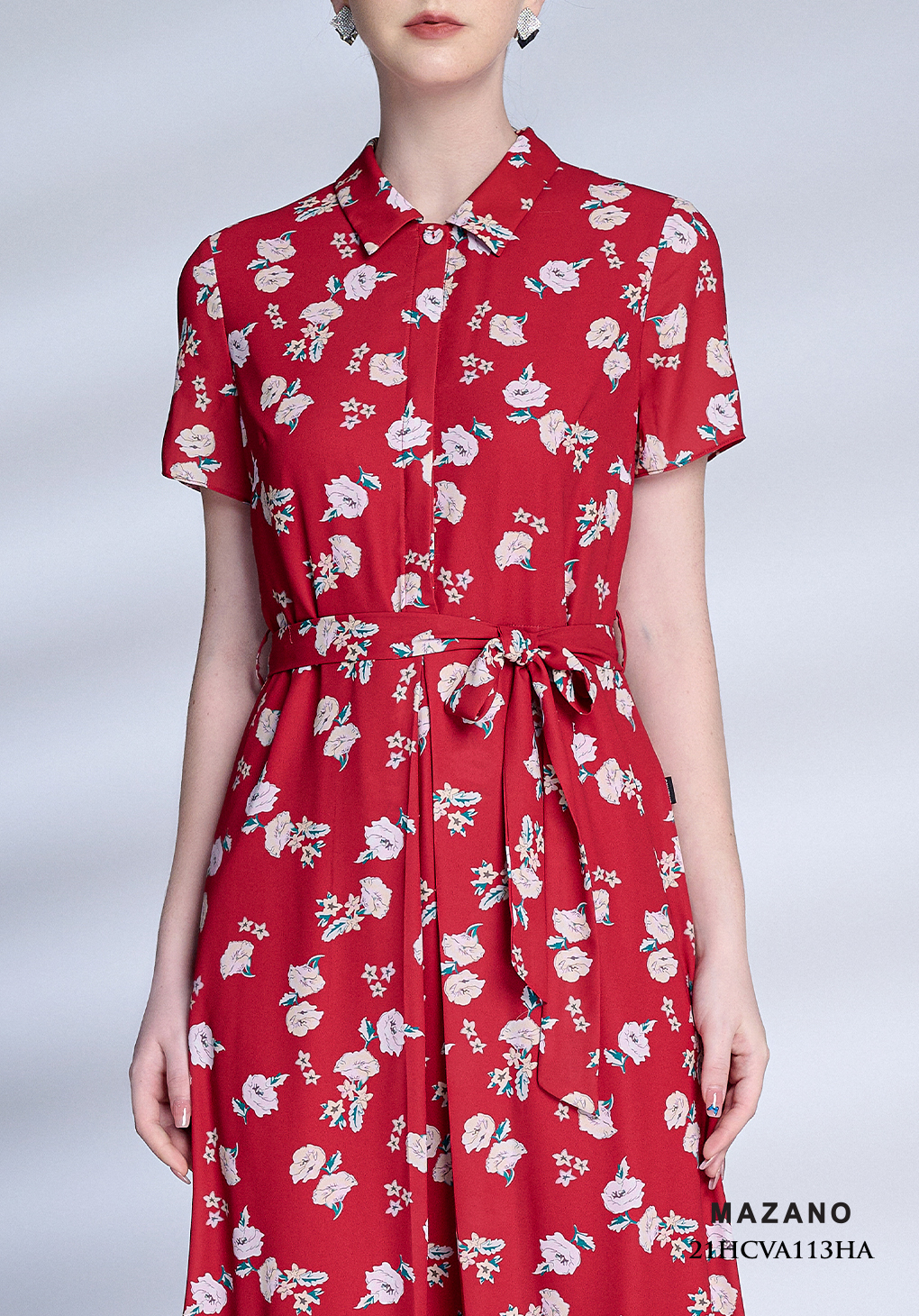 Váy đỏ họa tiết hoa trắng thắt đai_thumbnail_4