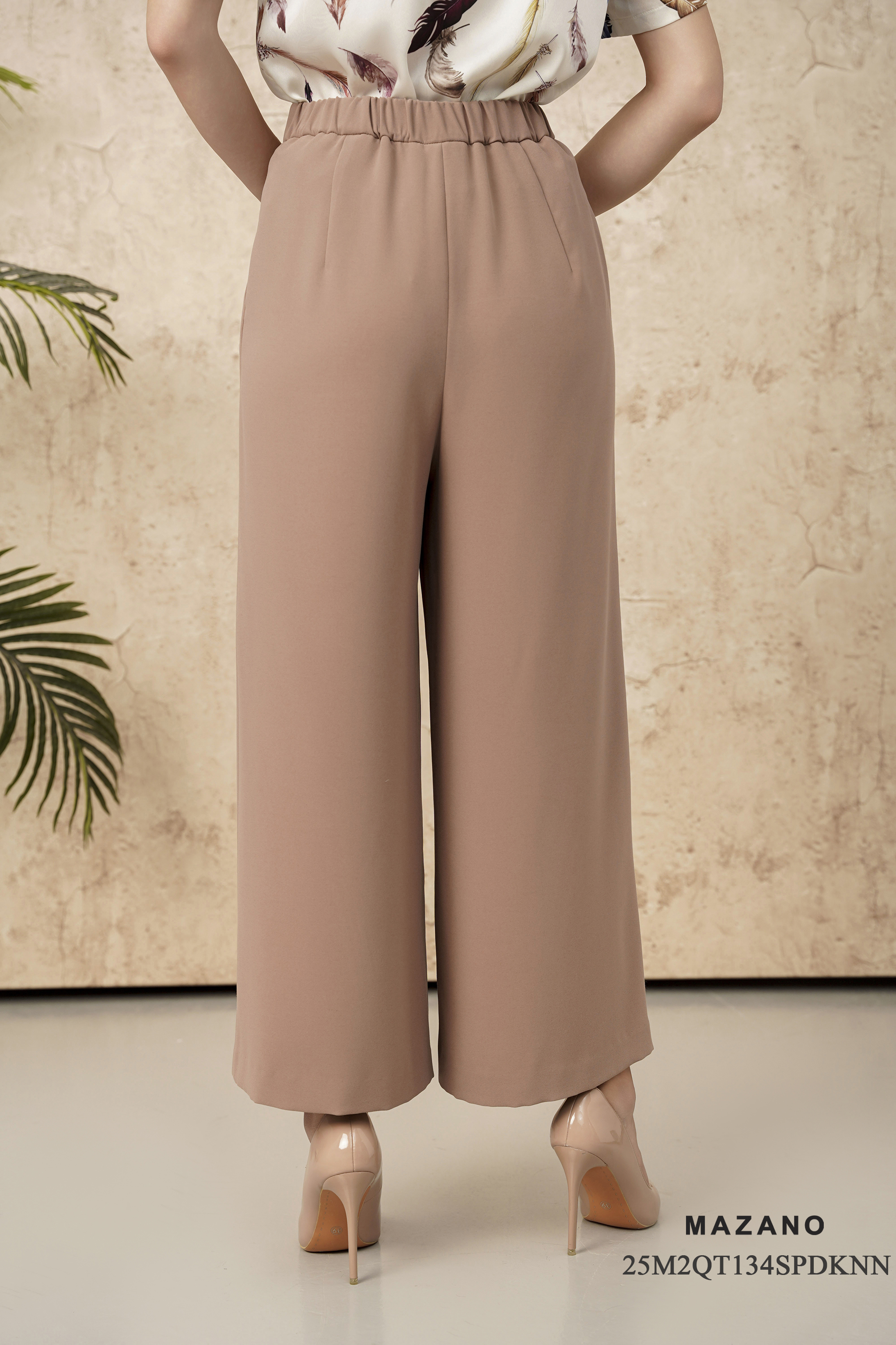 Quần suông ống rộng Vải Thô mềm Cạp cao  Dài quần qua mắt cá chân_thumbnail_1