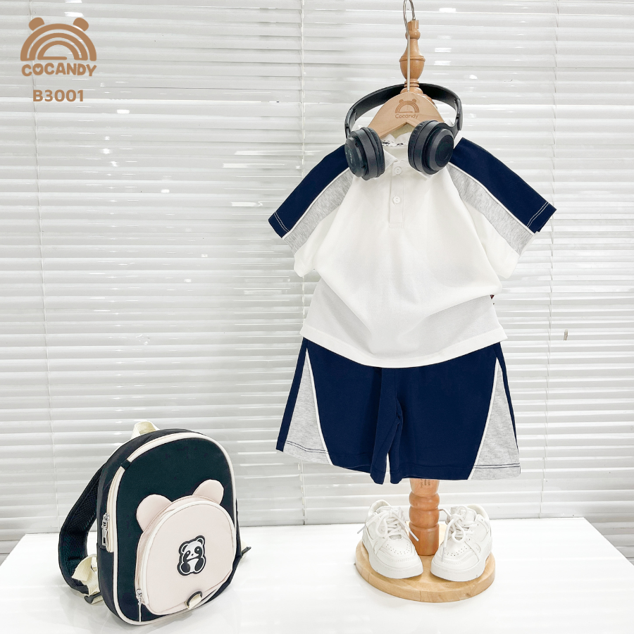 Bộ cộc TRẮNG phối XANH THAN