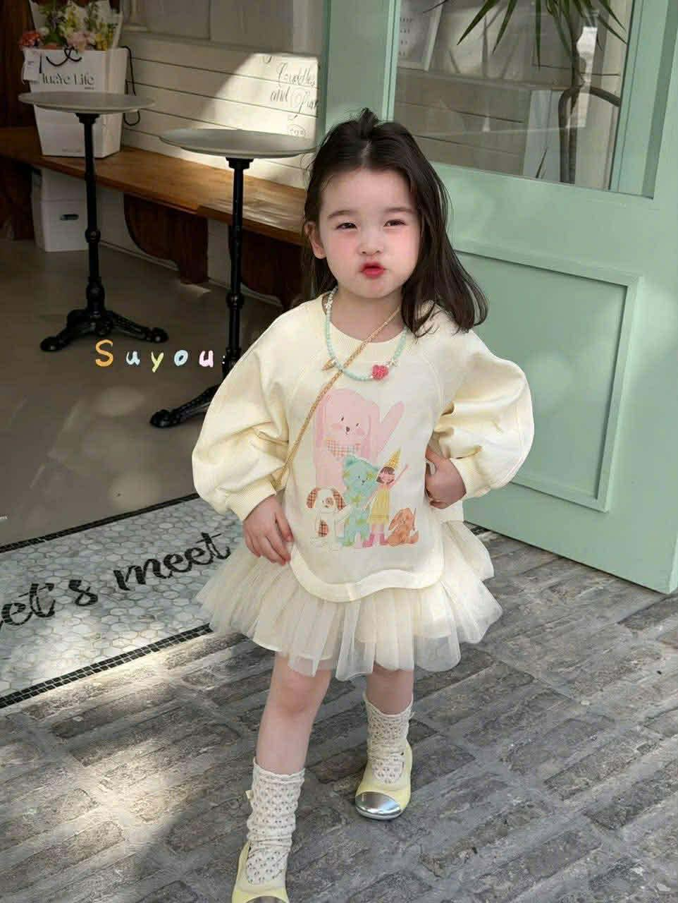 (E29) Áo nỉ mỏng phối váy tutu màu kem Suyou_thumbnail_0
