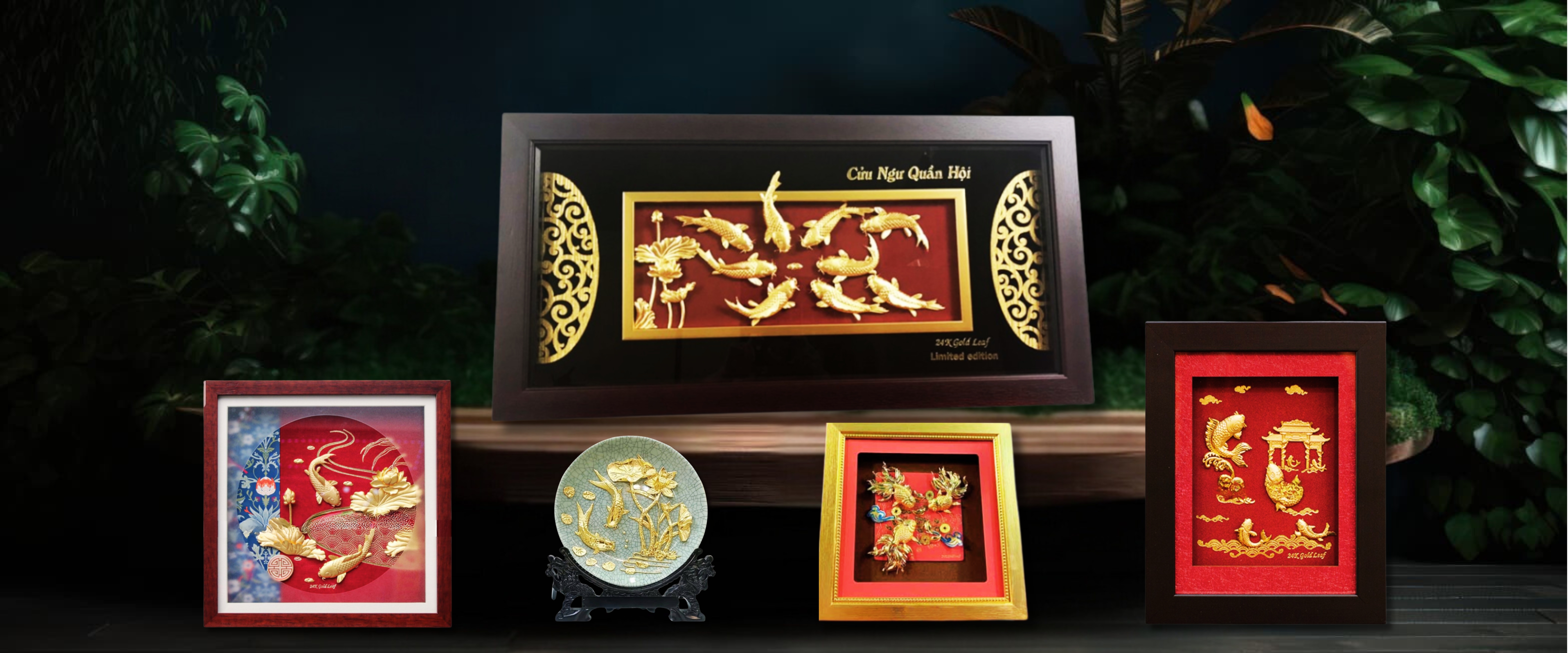 tranh-ca-chep-hoa-sen-ma-vang-24k