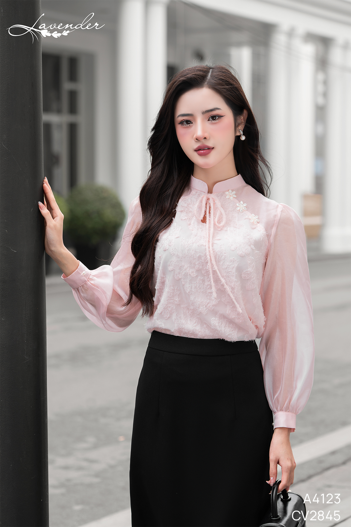 Set Áo sơ mi tơ lông màu hồng phối tay dài A4123_thumbnail_3