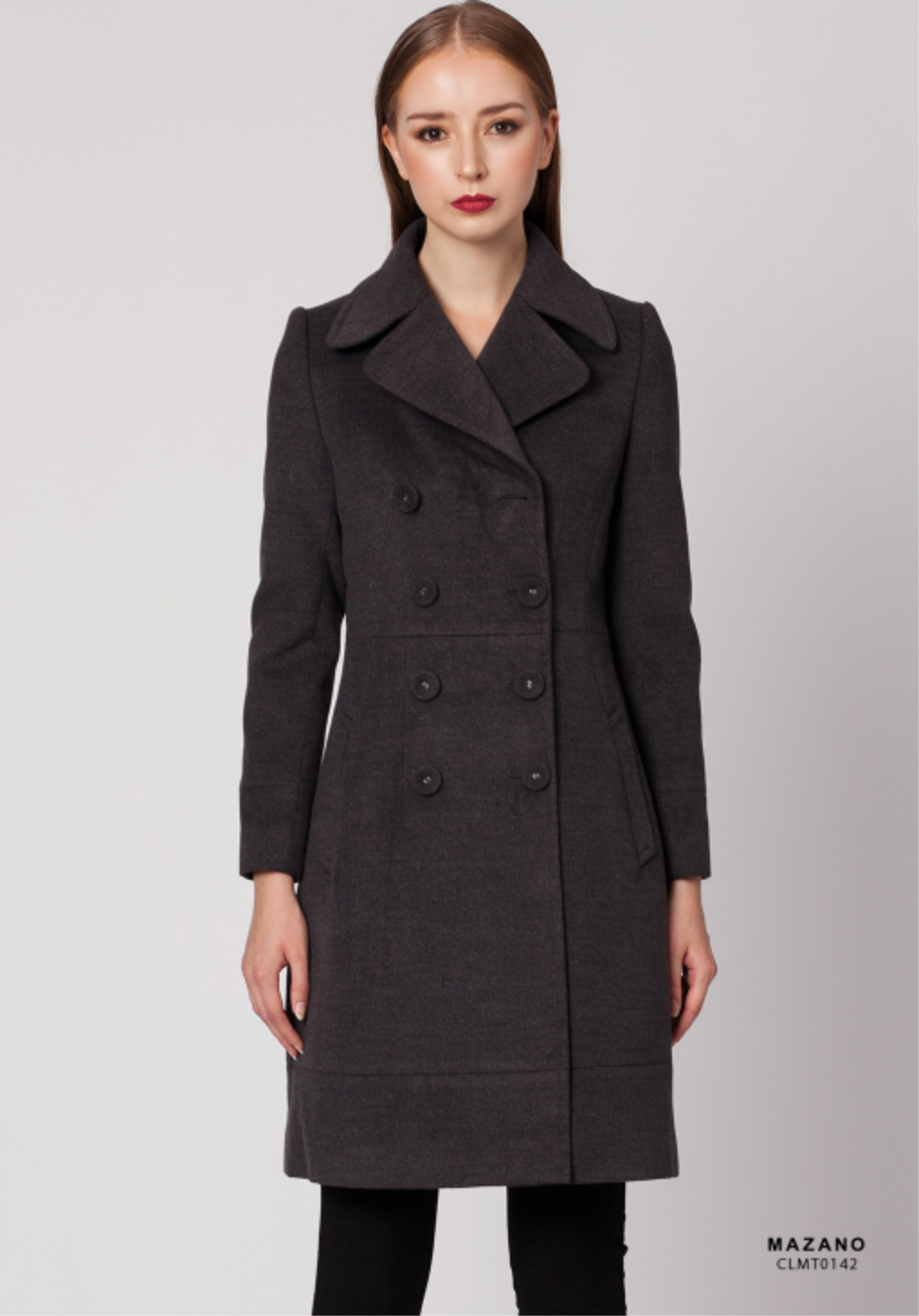 Măng tô xám dáng cổ điển