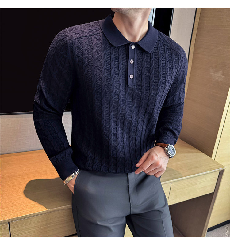 PA24 – Áo polo dệt kim len cừu pha phong cách retro_thumbnail_4