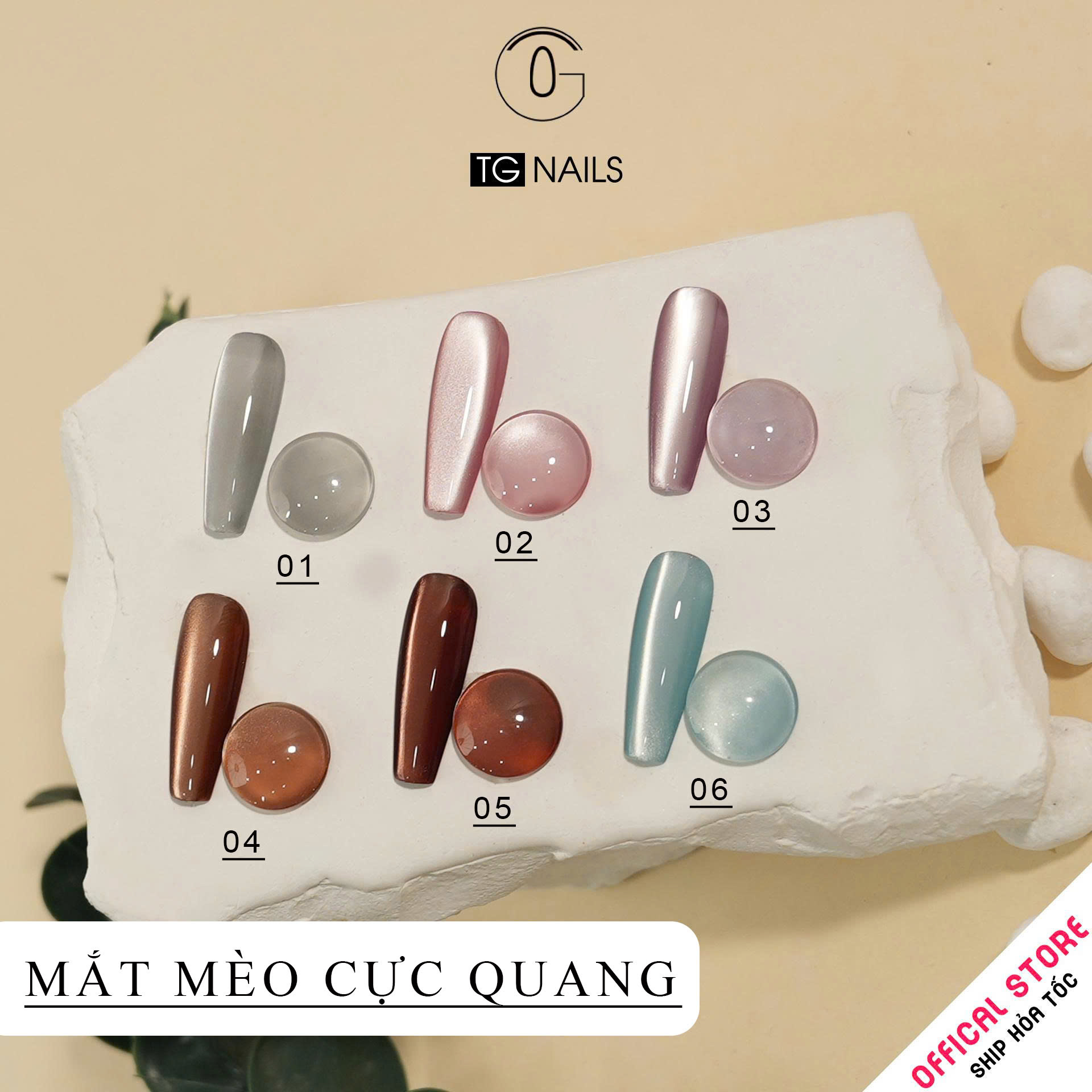 Set sơn gel 6 màu mắt mèo Ánh Trăng cực quang TG