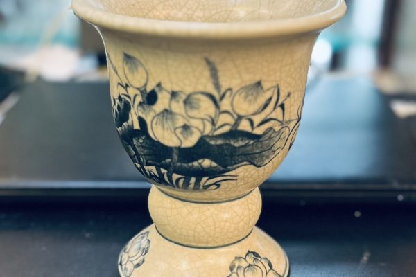 Ly Đựng Phật Thủ Men Rạn Vẽ