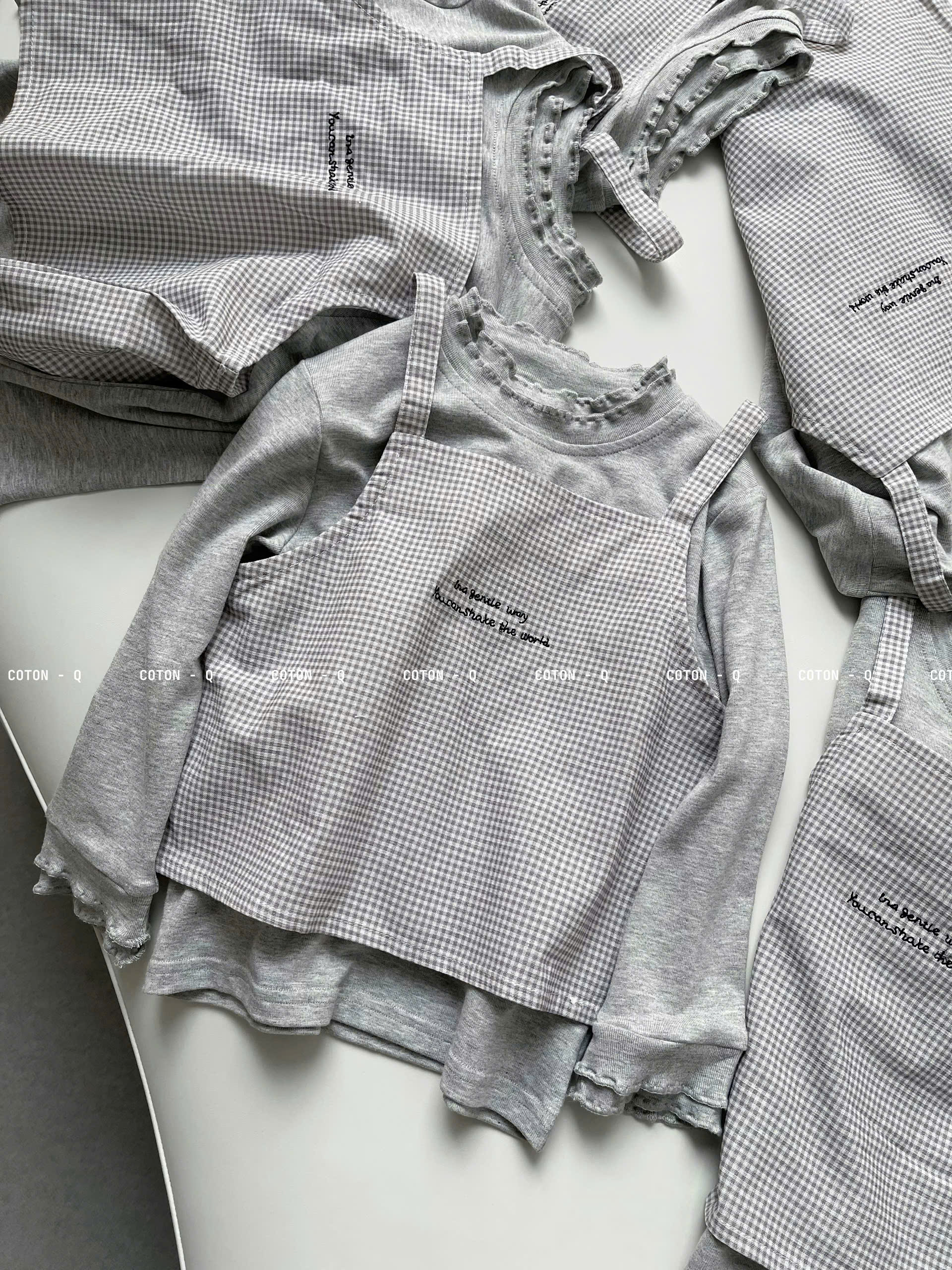 Set áo thun phối caro bé_thumbnail_6