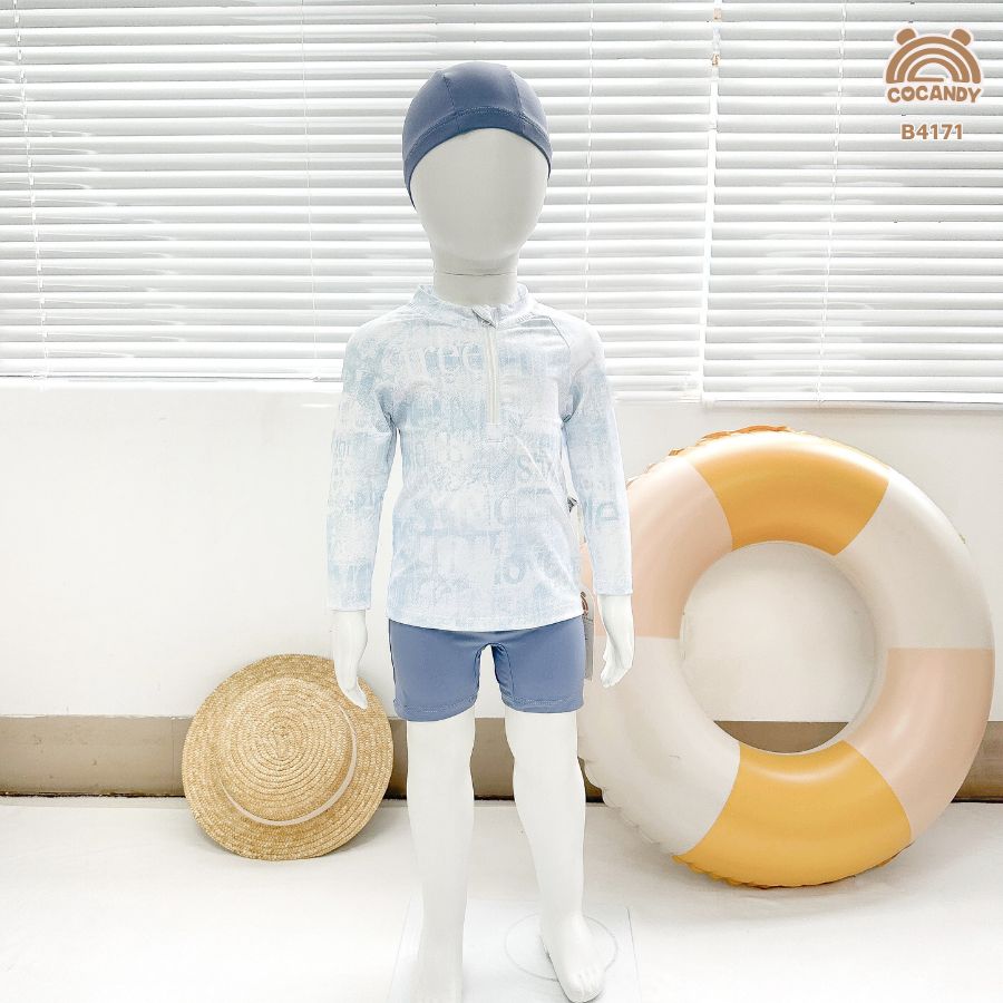 Bộ bơi dài XANH cổ khóa chữ loang quần lửng_thumbnail_0