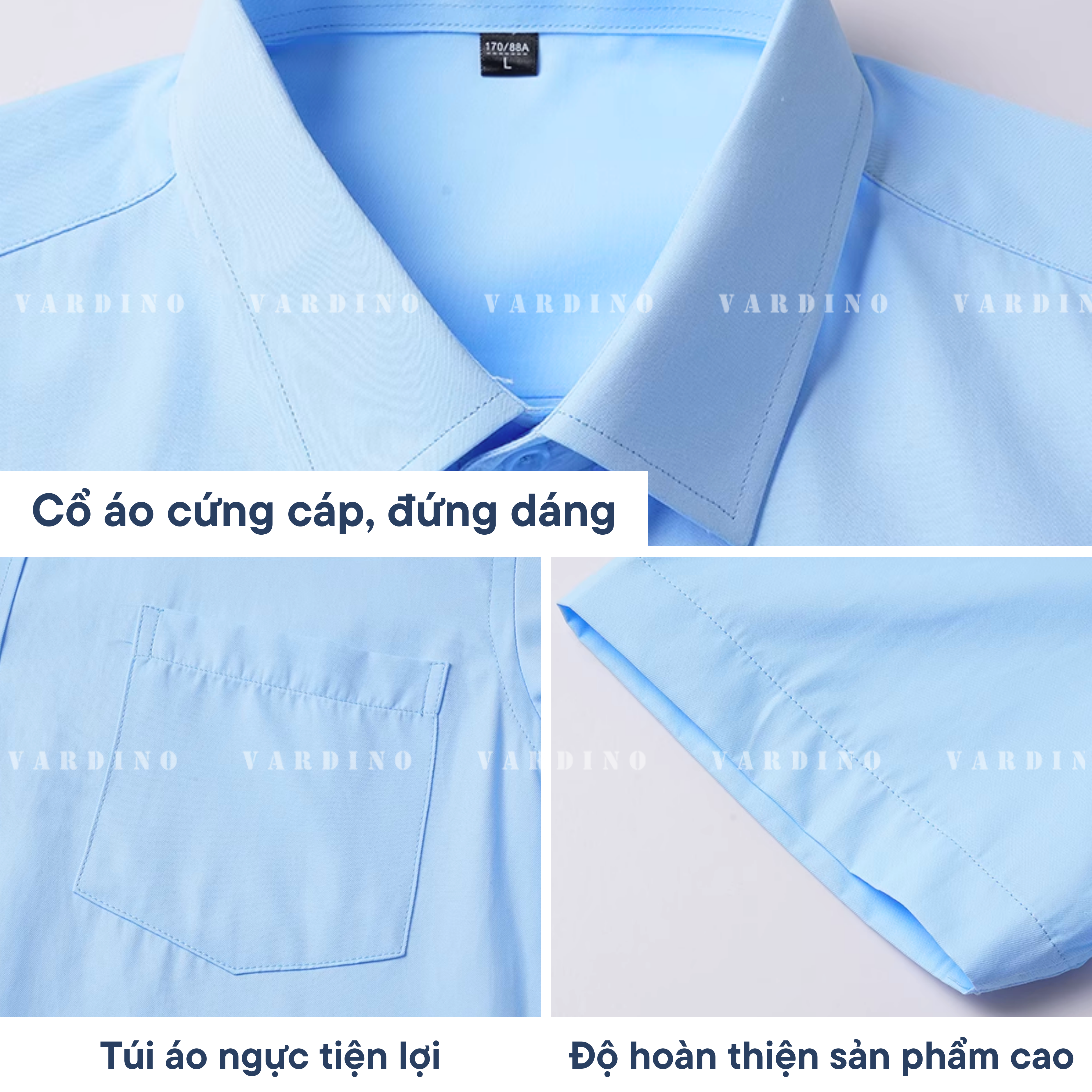 Sơ mi trắng ngắn tay Vardino s368