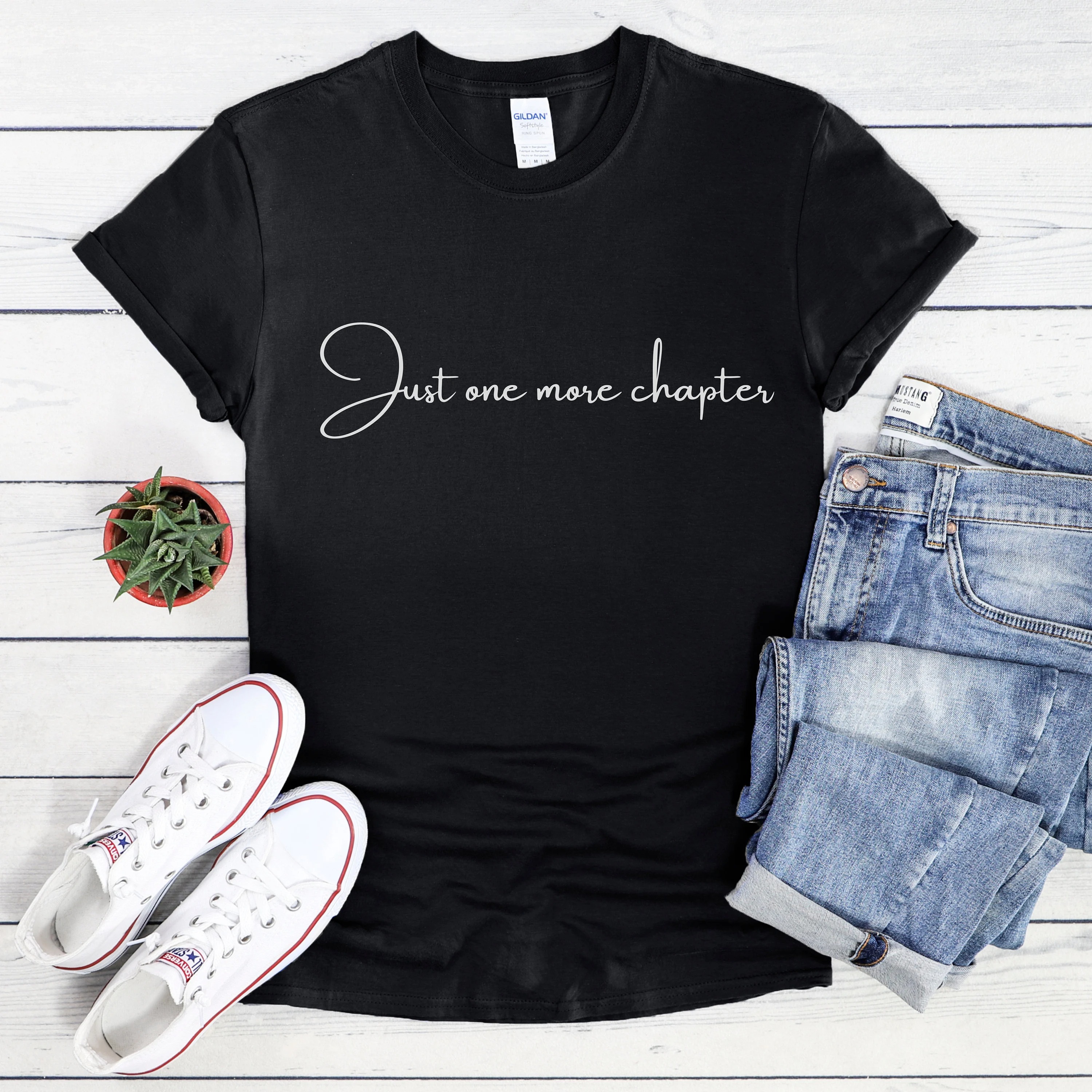 Just One More Chapter Shirt - Funny Book Lover Tee Reading Gift Bookworm T-Shirt Unisex