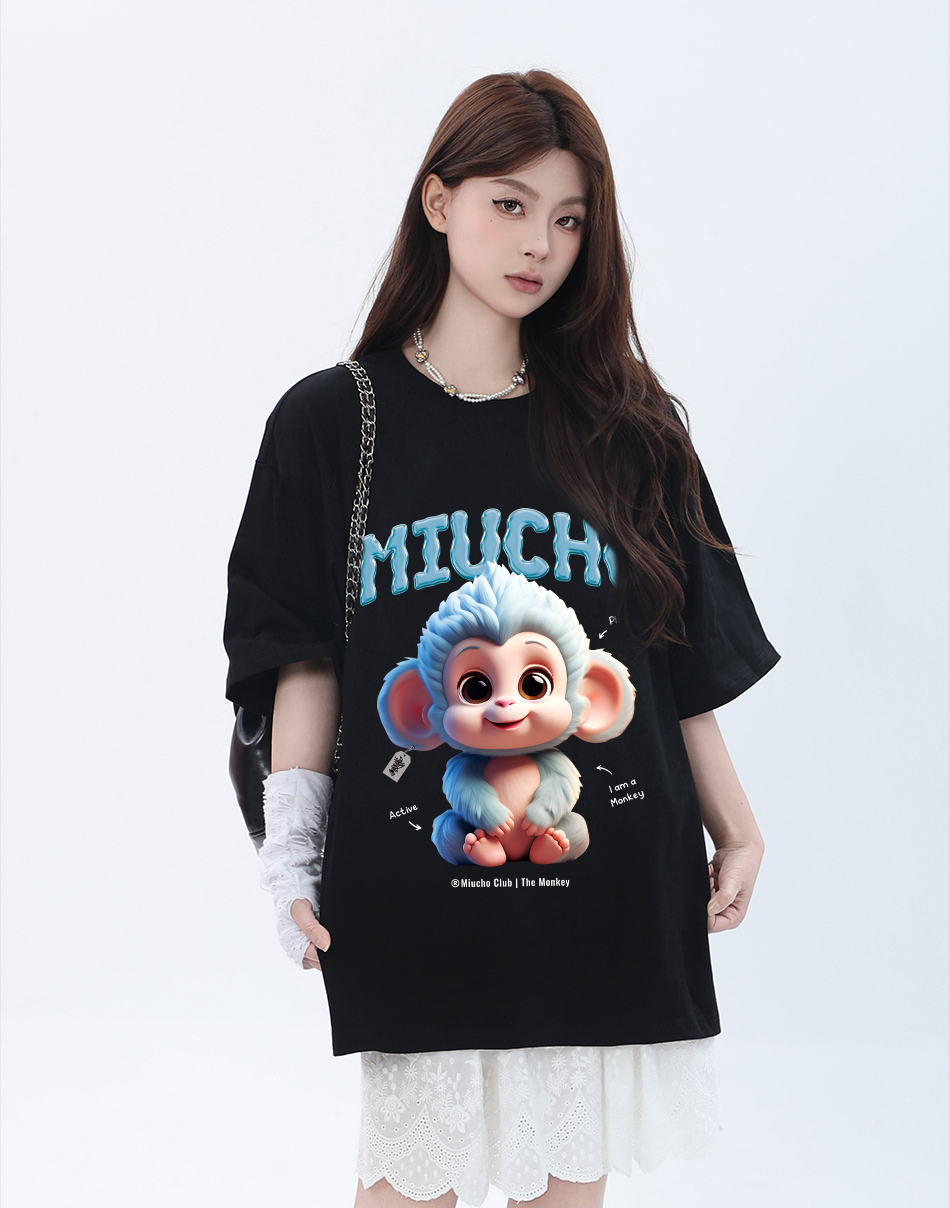 Áo thun form rộng 12 con giáp tuổi Thân (tuổi khỉ) ATD1243 Miucho tay ngắn cổ tròn in mix_thumbnail_7