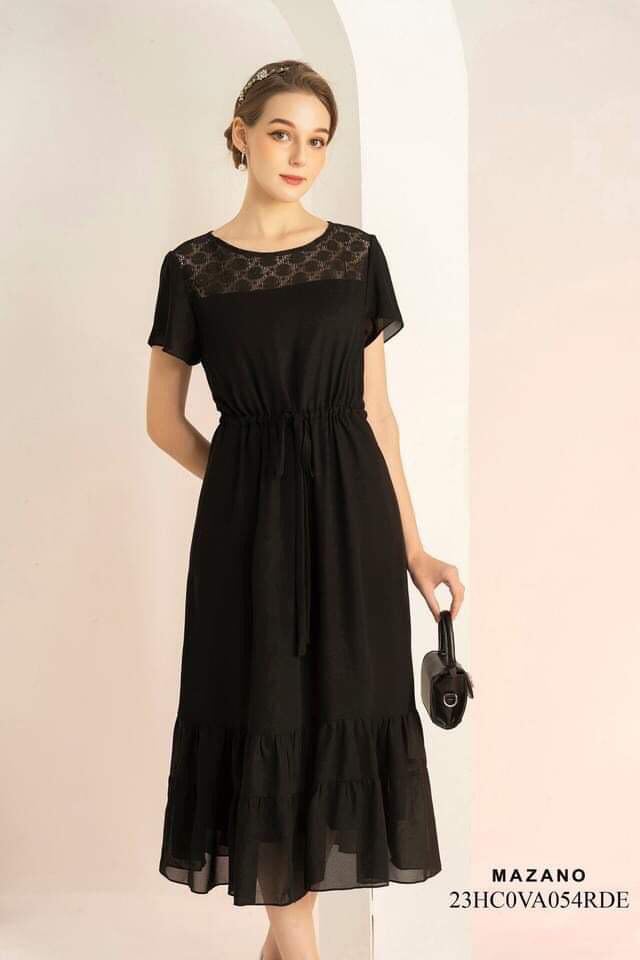 Đầm rủ đen phối ren ngực 23HC0VA054RDE