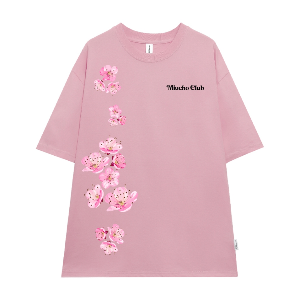 Áo thun Tết in hoa đào form rộng local brand ATD923 Miucho tay ngắn cổ tròn in mix_thumbnail_9