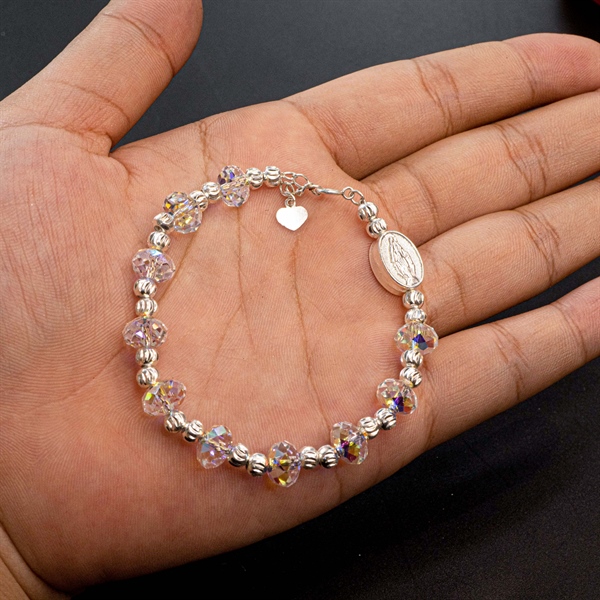 Lắc phale Swaroski mix bạc charm Đức Mẹ P18 ✔