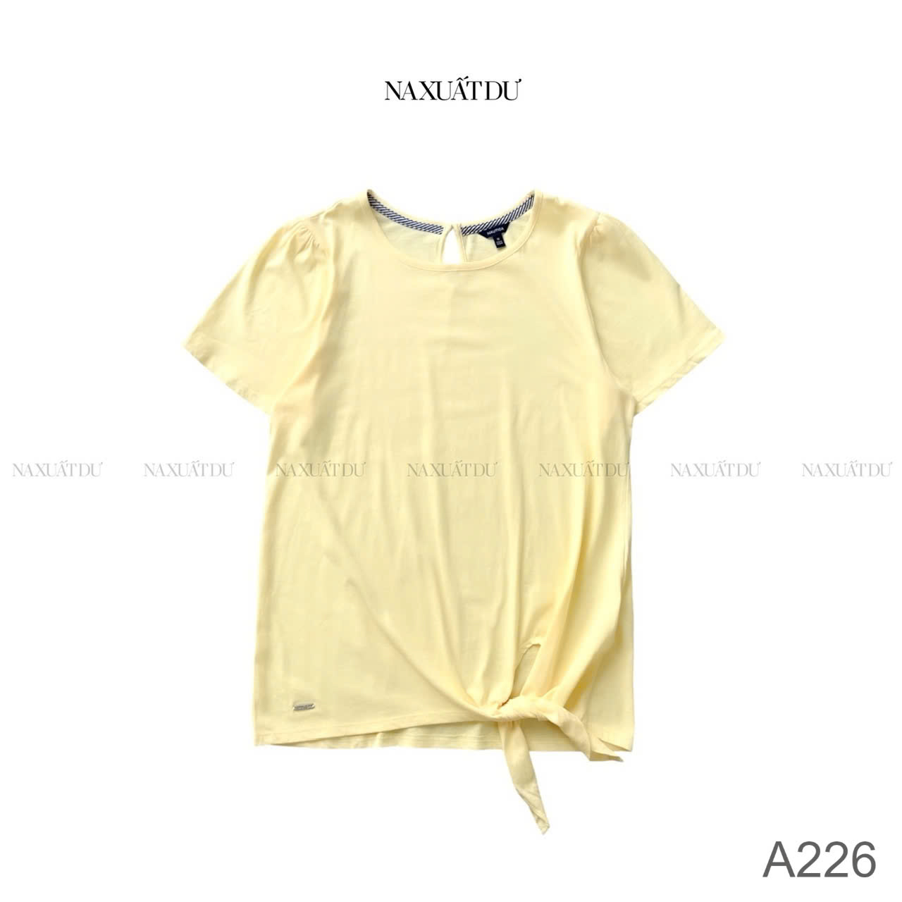 Áo thun cột dây màu vàng nữ 
