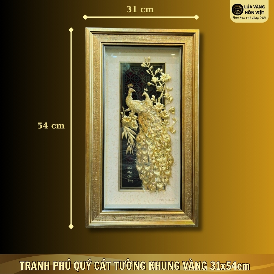 TRANH PHÚ QUÝ CÁT TƯỜNG KHUNG VÀNG 31x54cm_thumbnail_4