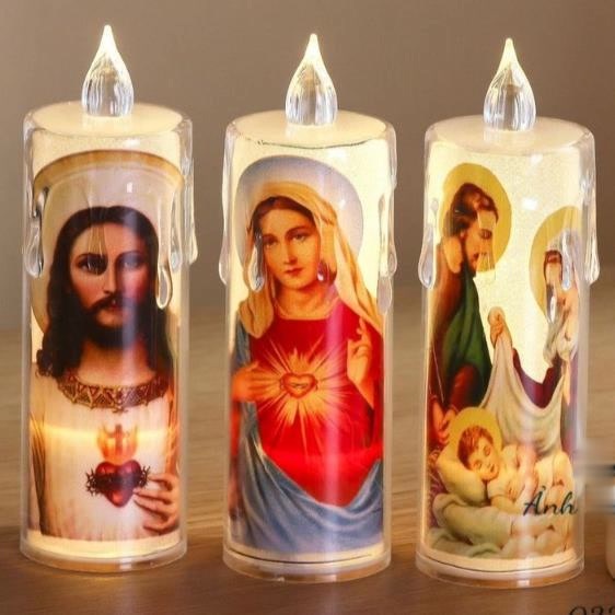 Nến Điện Tử Công Giáo - Nến Công Giáo Đèn Led Hình Chúa Chạy Pin Để Bàn Thờ Chúa - Quà Tặng NS1285_thumbnail_2