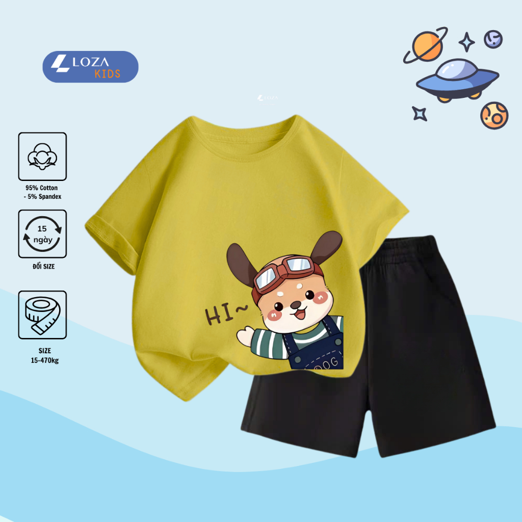 Bộ đồ  bé trai in hình gấu Hi -  Loza Kids SB235_thumbnail_8