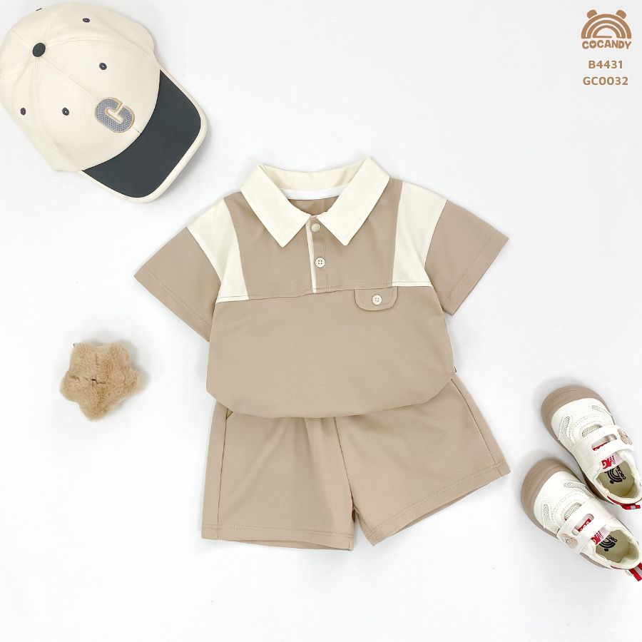 Bộ cộc NÂU polo phối tay nẹp be_thumbnail_2