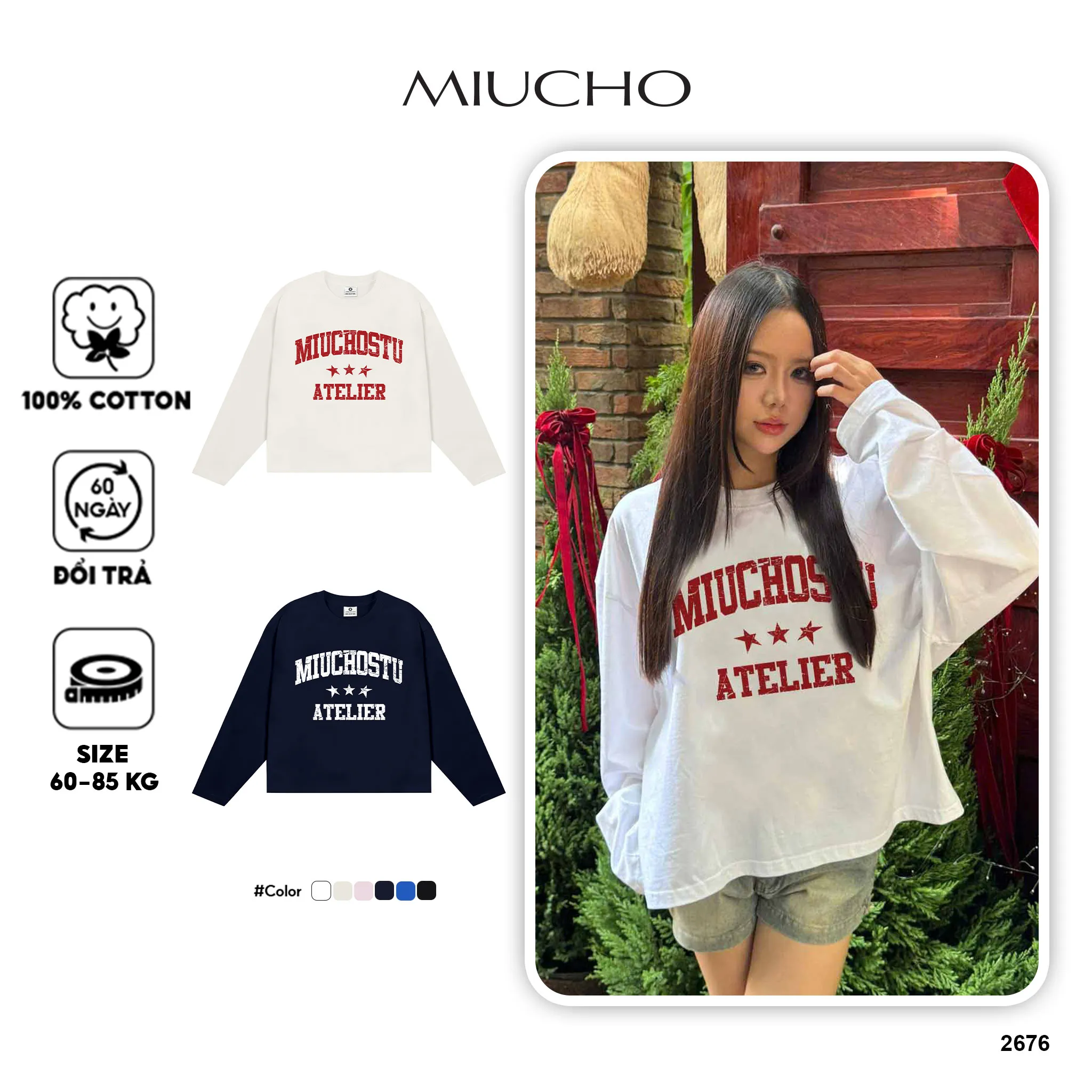 Áo thun boxy tay dài local brand Miucho Club vải cotton thoáng mát cổ tròn in mix 2676_thumbnail_1