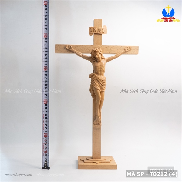 Thánh giá chịu nạn gỗ beech 45cm có đế ✔_thumbnail_1