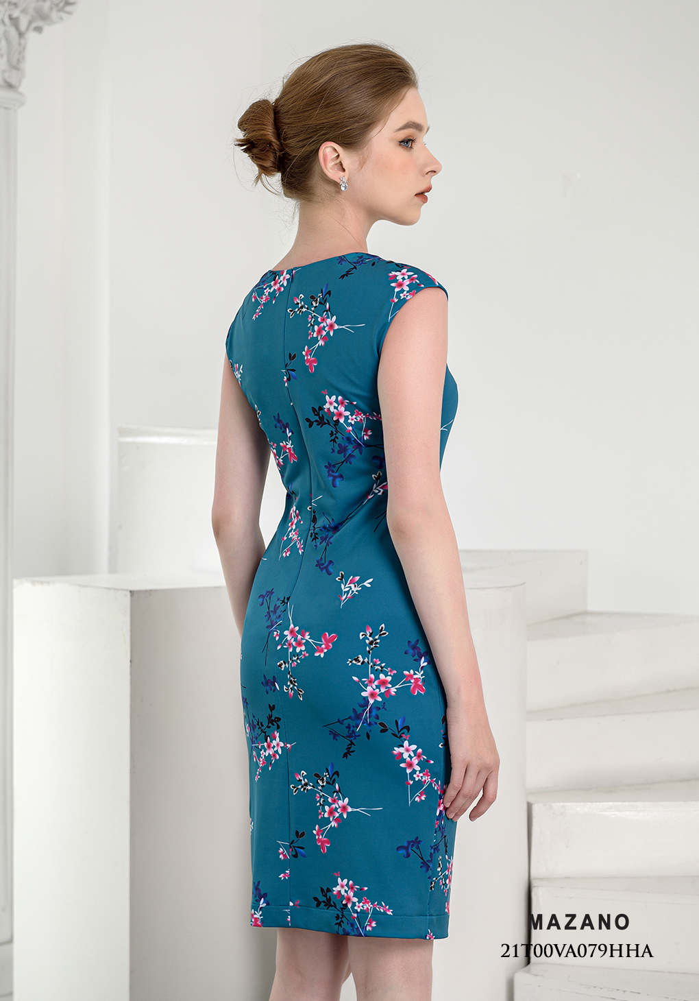 Đầm xanh họa tiết xếp ly bụng_thumbnail_4