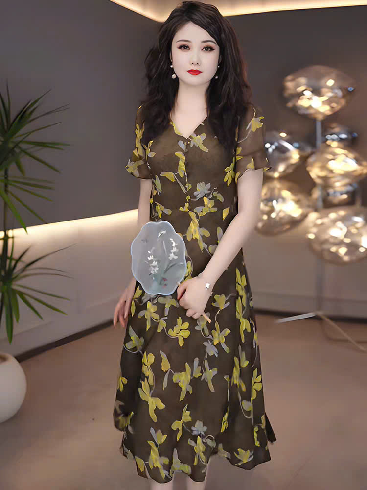 16992- Đầm voan xòe họa tiết hoa xanh vàng (voan + lót) 16992_thumbnail_7