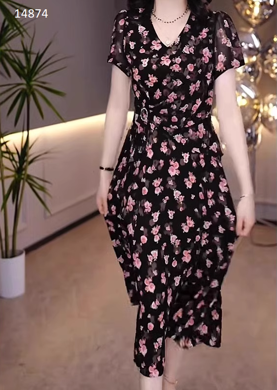 14874-Đầm voan hoa eo kết phụ kiện cách điệu (voan, lót)_thumbnail_0