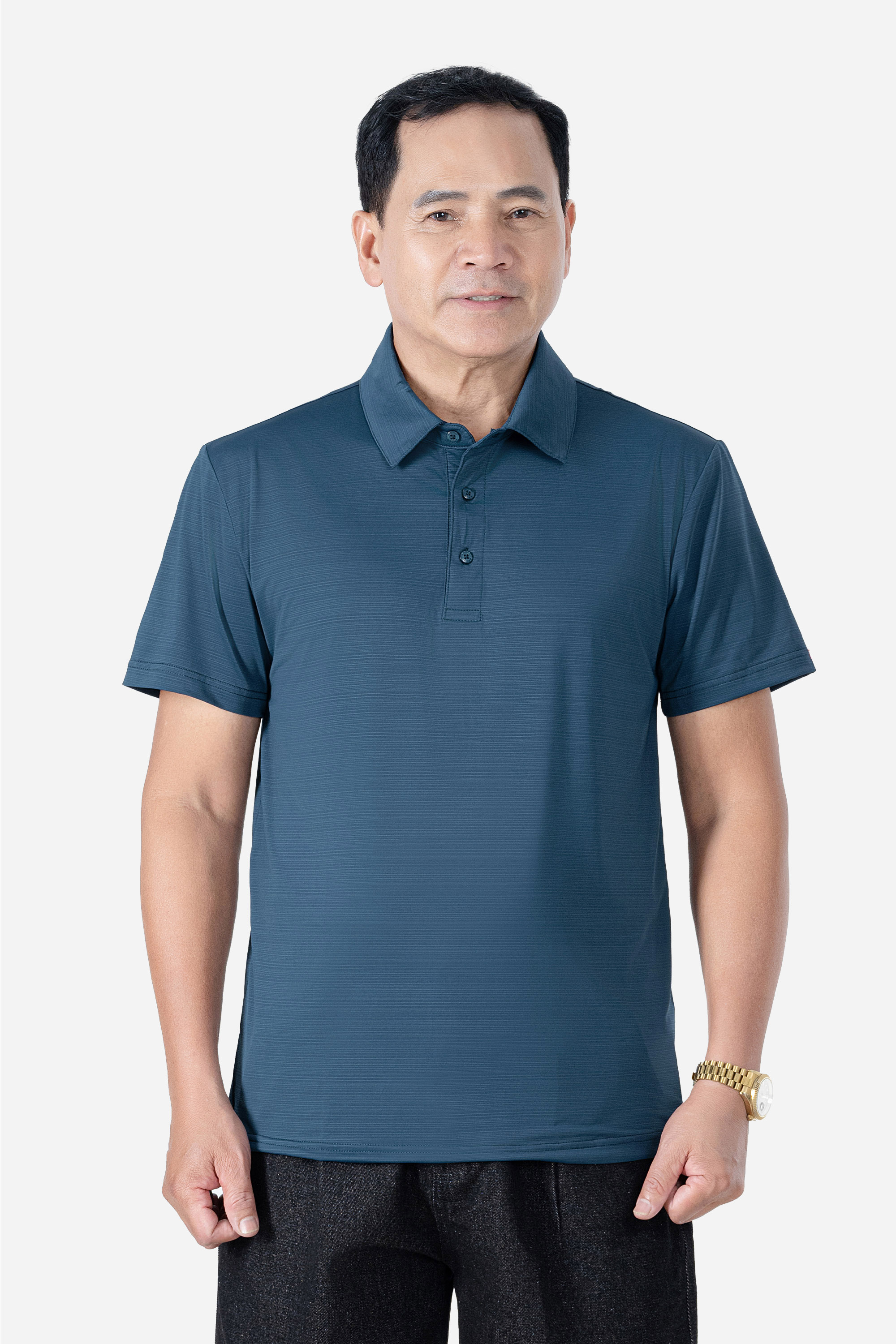 Áo Polo Melange Thể Thao Nam Trung Niên ANCHI Chất Liệu Cotton Phom Suông Vạt Ngang